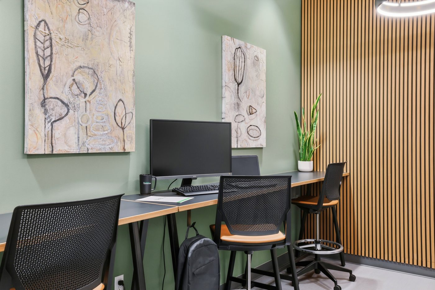 Coworking desk with monitor
